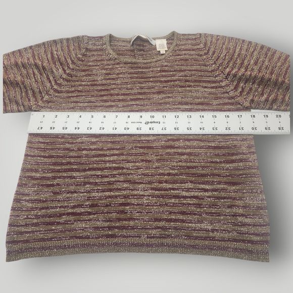 VTG Caroline Kendrick Women's M Gold Burgundy SILK Blend Short Sleeve Sweater - Picture 7 of 8